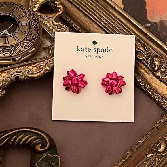KATE SPADE • Brilliant Pink Bourgeois Bow Earrings Holiday Christmas - Picture 4 of 4
